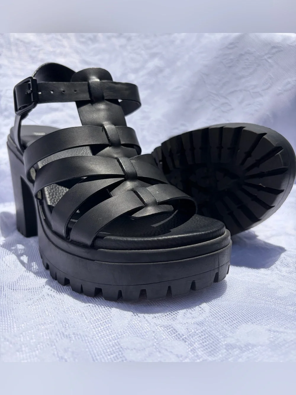 Platform Heels Black Chunky Comfortable Goth - MIA